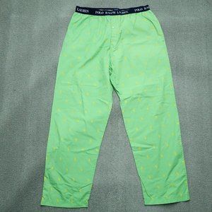 Polo Ralph Lauren Sleepwear Pajama Pants Men Large Green Pony All over Print